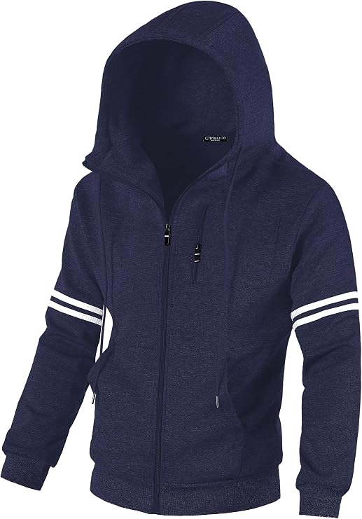 Chrisuno Men's Soft Fleece Fashion Hooded Sweatshirt Zip Up Sports Sweater Hoodie Jacket