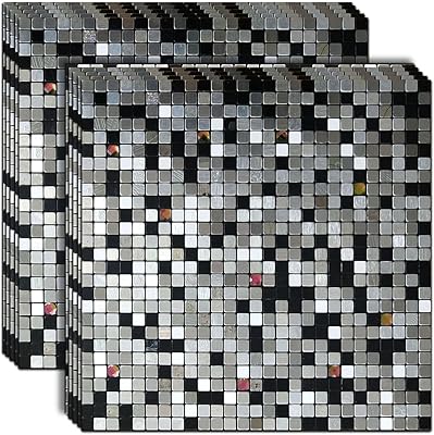 WEIMEISC 10 Sheets Peel and Stick Backsplash Tile for Kitchen, Self-Adhesive Mosaic Tile, Stick on Bathroom Vanities,Fireplace Decor, Laundry Table11.81 X 11.81 Mixed Dark&Silver, 10