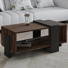 Meleni Orta Sehpa – 90 cm Modern Tasarım – Raflı, Ceviz/Antrasit