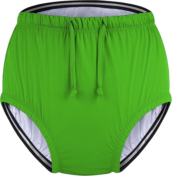 Special Needs Reusable Swim Diaper Waterproof & Leakproof Incontinence Swimwear for Toddler, Youth & Adult, Unisex Cloth Diaper Cover (Lime Green, 10-12Years)