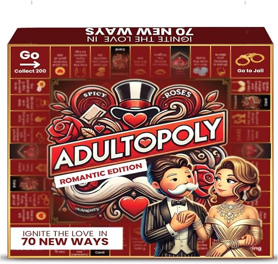 Adultopoly Couples Board Game - Romantic Date Night Game for Partners, Fun Relationship Building Activity, Anniversary and Valentine's Day Gifts for Him or Her