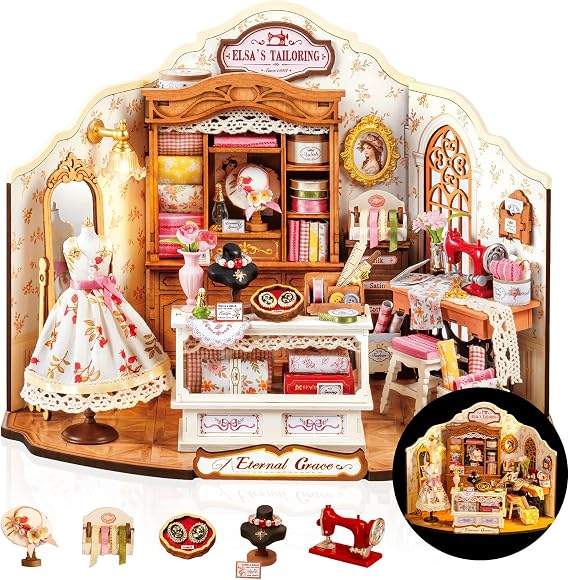 Rolife DIY Miniature House Shop Series -Elsa's Tailoring Shop Sewing Room