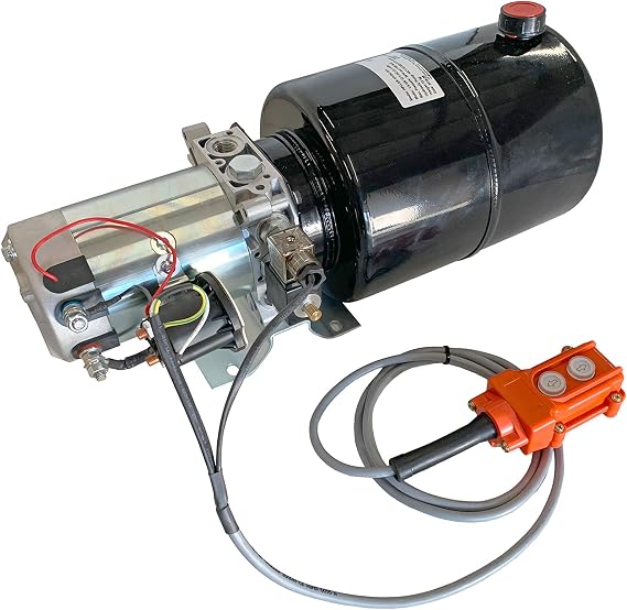 Hydraulic Power Unit 12VDC for Dump Trailers. Steel Heavy Duty Reservoir. Single and Double Acting w Remote (10 Quarts, Single Acting)