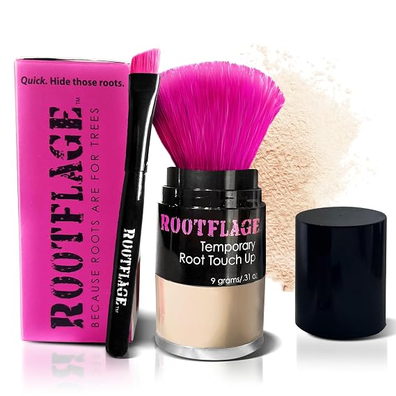 Rootflage Instant Blonde Root Touch Up Hair Powder - Temporary Color, Thinning Hair Concealer with Applicator Brush, .31 oz (03 COOL BLONDE)