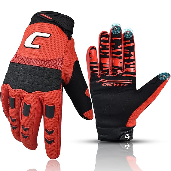 Dirt Bike & Motorbike Gloves for Men - Mountain Bike, Motocross & ATV Racing - Touch Screen, Full Finger Gloves for Cycling, BMX, MTB & MX