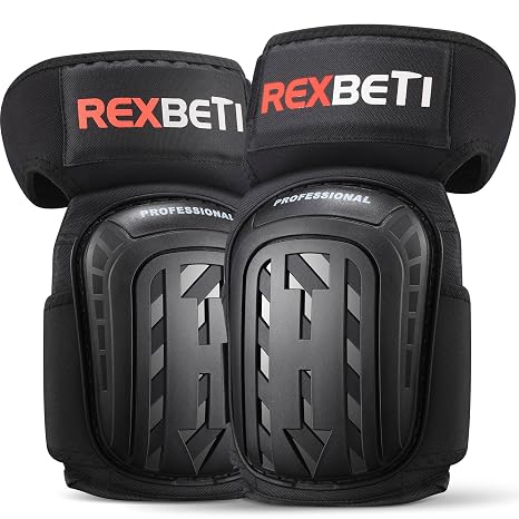 REXBETI Knee Pads for Men, Anti-slip Construction Gel Knee Pads for Work | Heavy Duty Cap, Comfort Thick Gel Foam Pad, Stay Put Strong Stretchable Straps, For Construction Gardening Flooring Cleaning