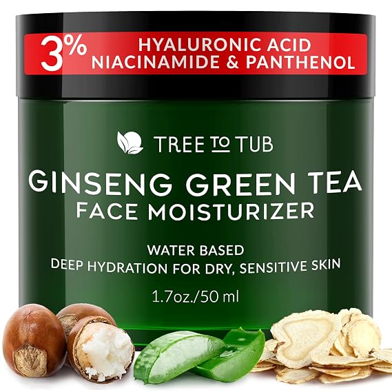 Tree To Tub Ginseng Green Tea Face Moisturizer, Sensitive, Dry Skin, 1.7 Oz
