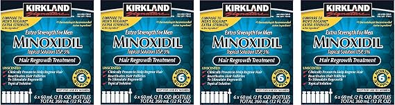 Kirkland Minoxidil 5 percentage Extra Strength Hair Loss Regrowth Treatment Men, 4 Pack (6 Months Supply)