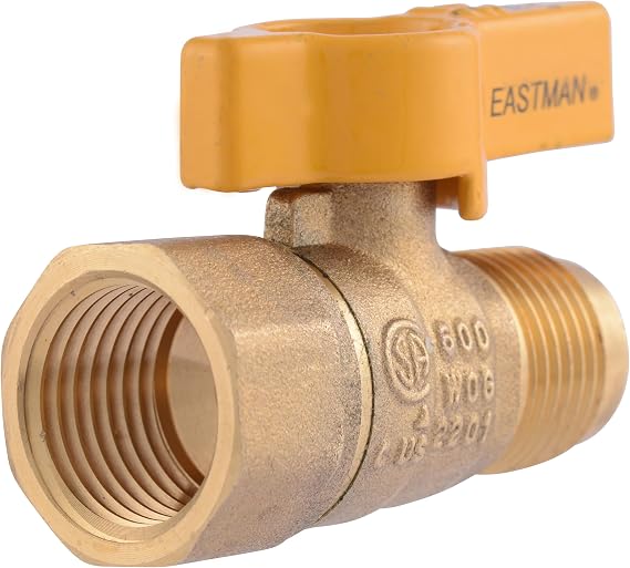 Eastman 1/2 Inch OD Flare x 1/2 Inch FIP Gas Ball Valve, Brass Connectors and Fittings for Natural Gas and Liquid Propane, 60003B
