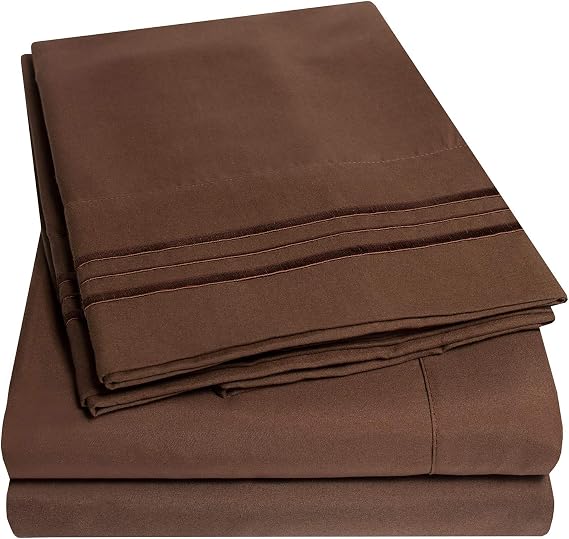 1500 Supreme Collection RV Short Queen Sheets Set, Brown - Short Queen Bed Sheets for RV Camper Mattress, 1500 Supreme Collection Soft Sheets, RV Queen Size, Brown
