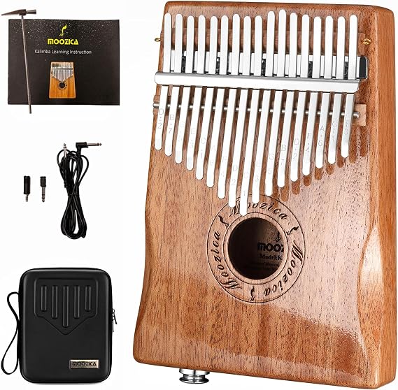 MOOZICA 17-Key EQ Kalimba, Electric Finger Thumb Piano Built-in Pickup With 6.35mm Audio Interface and Professional Kalimba Case