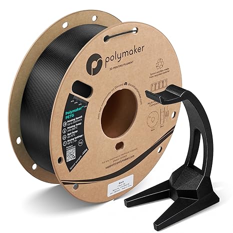 Polymaker PETG Filament 1.75mm Black 1KG, High Speed, 2.2 Lbs | Up to 500mm/s, Easy to Print, High Strength, Excellent Layer Adhesion, Warp Free, 3D Printer Filament with Most 3D Printers
