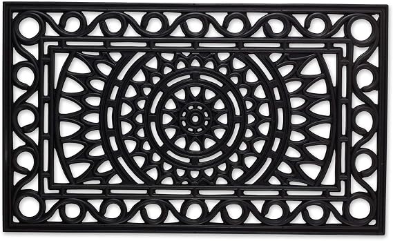 DII Rubber Doormats Collection All Weather, 18x30, Sun Scroll