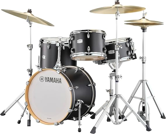 Yamaha Tour Custom Bop Kit Shell Pack with 18 Bass Drum, 14 Floor Tom and 12" Tom in Licorice Satin for Working Gigging Drummers (TMP8F3LCS)
