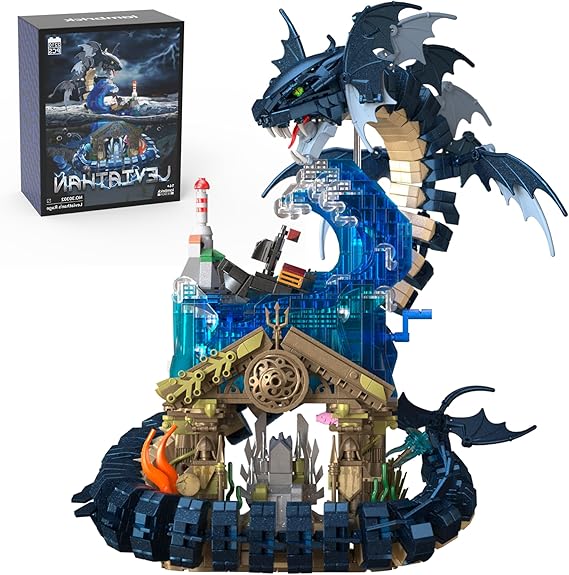 Sea Dragon Building Set, Medieval Building Blocks Sets for Adults Teens 14+ | 2210Pcs Dragons Toys with Lights, Leviathan DIY Model Kits, Hobbies Decor Christmas Graduation Birthday Housewarming Gifts