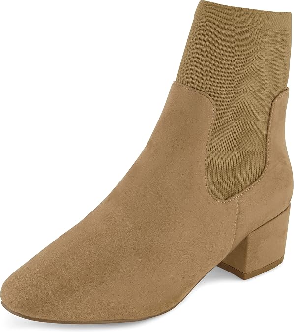 CUSHIONAIRE Women's Romi block heel stretch boot with Memory Foam Padding, Wide Widths Available