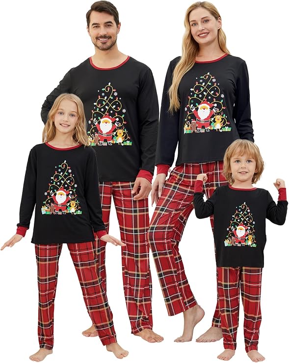 YIJIU Christmas Pajamas Cute Deer Print Long Sleeve Totem PJS Set