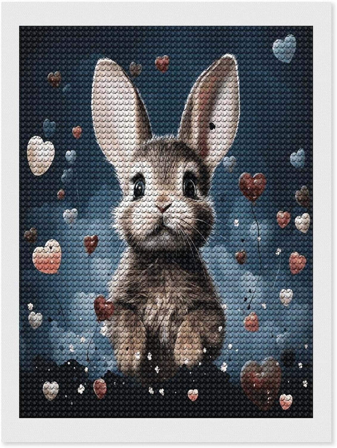 Diamond Paintings for Adults,Heart Shape and Bunnyprinted DIY 5D Full Round Drill Diamond Art Painting Kits for Adults Beginners for Home Wall Decor Gift 12x16 Inch