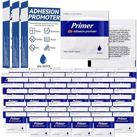 60 PCS Adhesion Promoter, High-Performance Adhesion Promoter for Plastic, Trim & Automotive Tape, Adhesive Primer Enhancing The Adhesion of Double-Sided Mounting and Molding Tapes