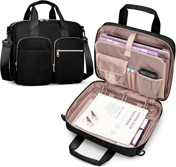 3 Ring Zipper Binder, 2 Inch Ring Binder Organizer Bag with Strap