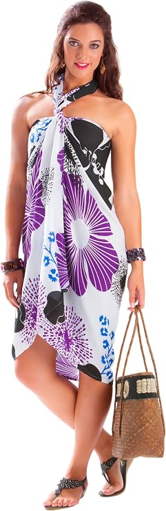 1 World SarongsレディースフローラルFRINGELESS TM Sarong in yourの色の選択 カラー: パープル