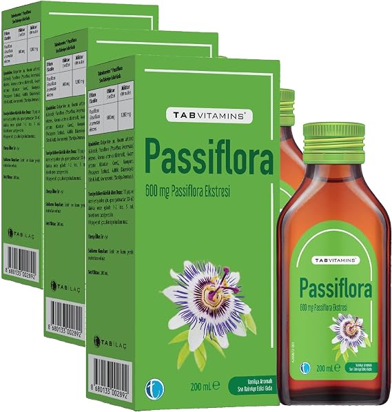 TabVitamins Passiflora Likit 200 ml Pasiflora Şurup 600 mg (3 paketi)