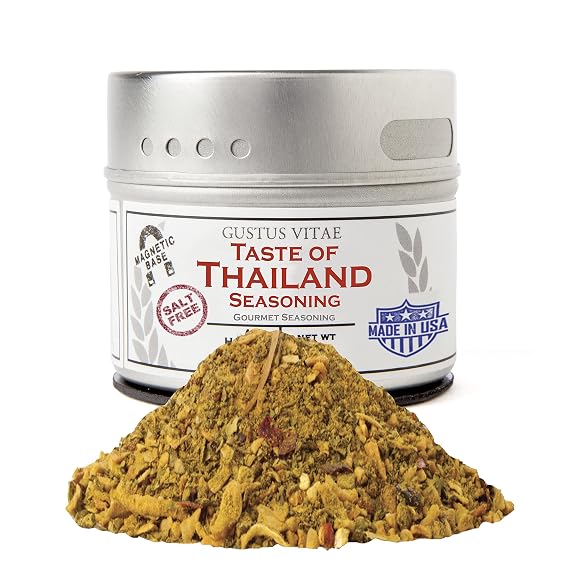 Gustus Vitae | Taste of Thailand Seasoning | Gourmet Thai Spice Blend | Premium Culinary Spices & Herbs | Natural Thai Curry Powder | Small Batch | Salt-Free | Non GMO | Made in USA | Magnetic Tin