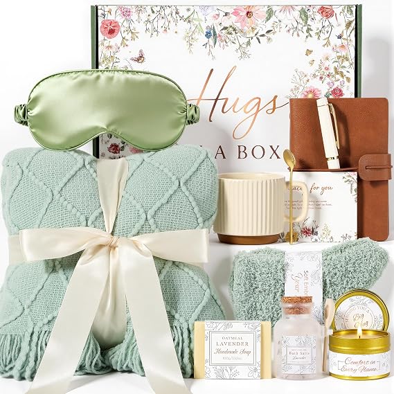 GIFTINBOX Mothers Day Gifts for Mom, Gift Baskets for Women, Birthday Gifts for Women, Get Well Soon Gift After Surgery, Self Care Package Spa, Sympathy Gift Baskets Thinking of You for Sister, Wife