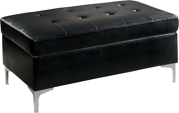 Homelegance Barrington 42" x 25" PU Leather Accent Ottoman, Black