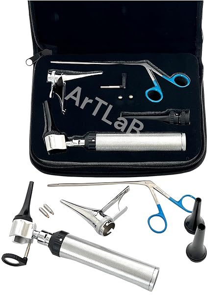 *Incredible* Professional Veterinary Diagnostic Otoscope Set KIT+ 2 Free LED Bulb+ Micro Alligator FORCEP +Free Carrying CASE (CYNAMED Brand)