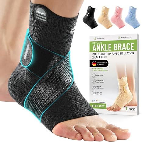 ZOELION Ankle Support Brace with X-Strap for Sprains & Plantar Fasciitis | Achilles Tendon Support, 3-Zone Compression, Stay Put Fit, Slim Breathable In-Shoe Comfort