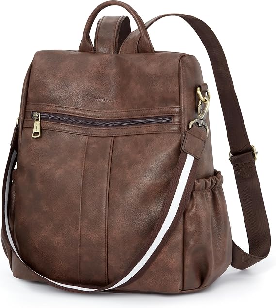 Missnine Backpack Purse for Women, PU Leather Anti-theft Backpack, Ladies Convertible Satchel Bags, Shoulder Bag for Travel, Work, Trip, Coffee