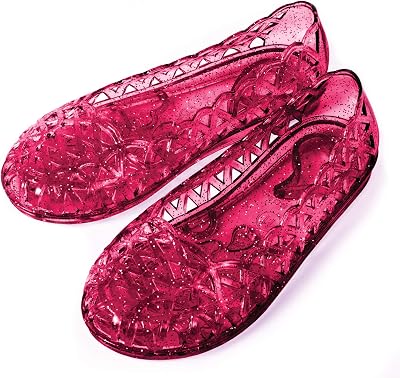 Del Sol Color-Changing Jelly Shoes - Princess Slipper - Changes Color from Clear to Pink in the Sun - Sturdy and Stylish, Made from USA certified PVC - Kids 6