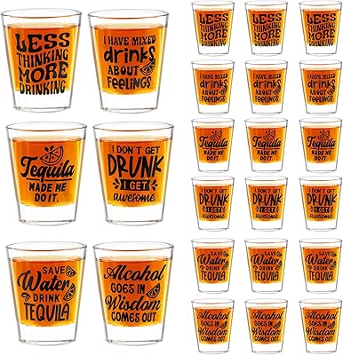 Kolewo4ever 24 Pieces Funny Friends Shot Glasses Funny Friends Shot Glasses Clear Shot Glass Cups with Heavy Base for Adult Small Glass Shot Cups 1.75 oz Shot Glass for Best Friends Style-2