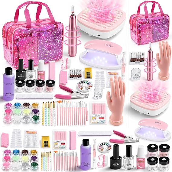 Nail Kit for Beginners with Everything in Storage Bag for Gifting, Pink
