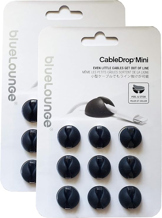 Bluelounge CableDrop Mini, 9pcs - Black (2 Packs)