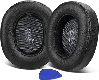 SOULWIT Replacement Earpads for JBL E55BTE55 BT Over-Ear Wireless Headphones, Ear Pads Cushions with Softer Protein Leather, Noise Isolation Foam - Black