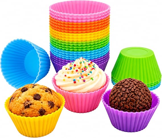 Mini Silicone Muffin Cups & Cupcake Liners 2 in, Round, 24 Count