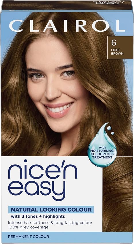 Clairol Nice'n Easy Crème Permanent Hair Dye, 6 Light Brown, 220g