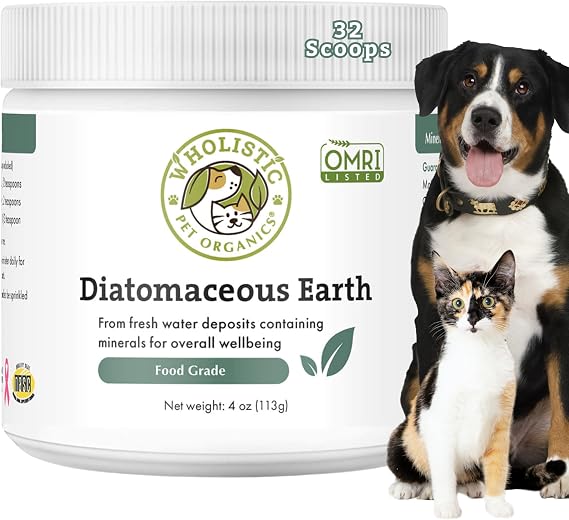Diatomaceous Earth Food Grade for Dogs & Cats, 4 Oz, Sourced in USA
