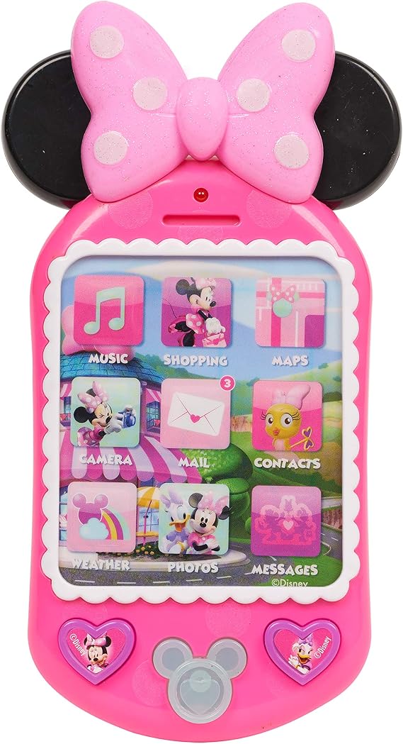 Disney Junior Minnie Bow-Tique Why Hello Pretend Play Cell Phone, Lights and Sounds, Batteries Included, Kids Toys for Ages 3 Up by Just Play