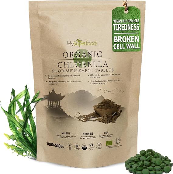 MySuperfoods Organic Chlorella, Up to 5000mg Serving, 1000 Tabs x 500mg