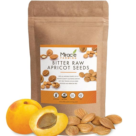 Bitter Apricot Seeds/Kernels, California USA Grown, Non GMO, Vegan, Raw & Large, The Best Natural Source of Vitamin B17, In a Resealable Pouch (1LB)