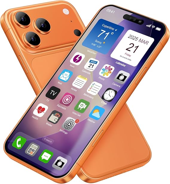 Dummy Fake Phone Model, Looks Like Real Phone Dummy Compatible with Phone 17 Pro, Prank Stuff Decoy Pear Non-Working Toy Phone 17 Pro for Kids (Orange)