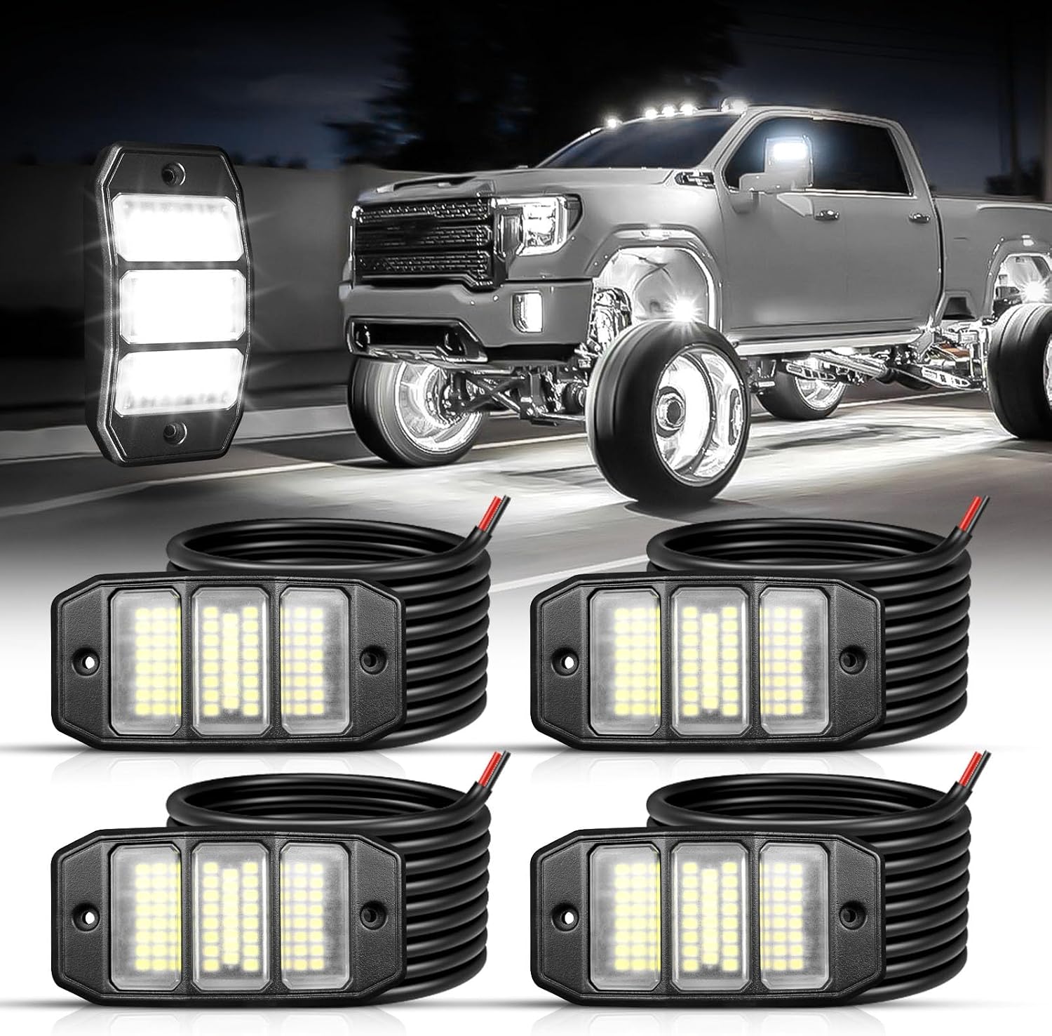 SHINIGHT White Rock Light,72 SMD Chips (4 pods)