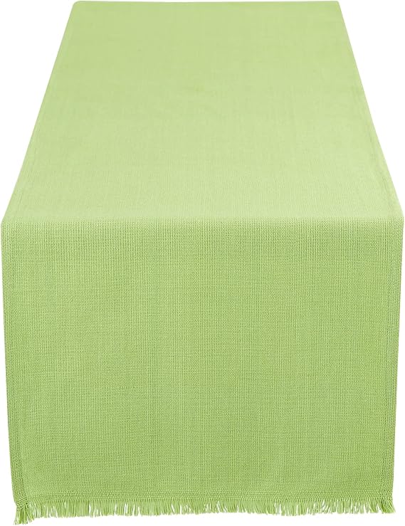DII Everyday Collection, Fringed Solid Tabletop, Table Runner, 14x72, Green