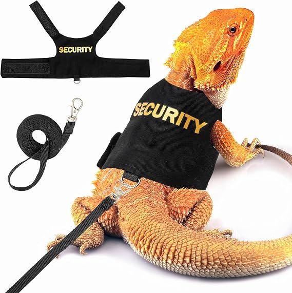 Bearded Dragon Harness and Leash Set, Escape Proof Reptile Vest