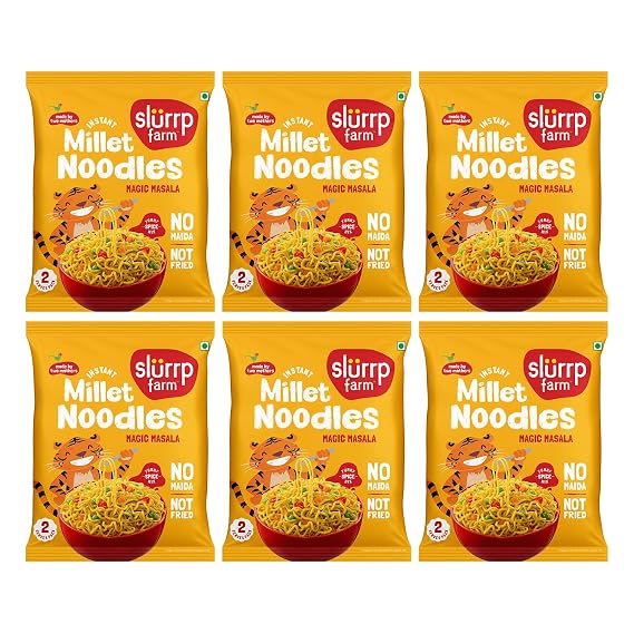 Slurrp Farm Millet Noodles Magic Masala | No Maida, Not Fried | Healthy Kids Snack with Foxtail & Little Millet | Tasty & Wholesome Meal | 1.94 Oz (Pack of 6)