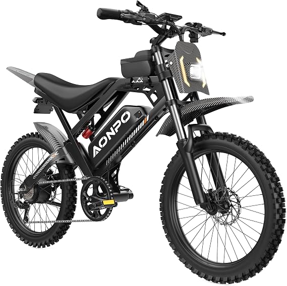 A20 Peak 2000W Electric Bike for Adults, 48V 18.2AH Max Range 100 Miles(PAS) Electric Dirt Bike for Adults, 110 NM Electric Motorcycle for Teens,17"4" Fat Tire Ebike with Hydraulic Brake