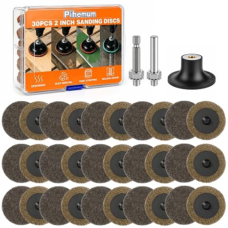 30 Pcs Quick Change Discs, 2 Inch Sanding Discs,1/4'' Holder Surface Conditioning Discs Fine Medium Coarse for Die Grinder Surface Strip Grind Polish Burr Finish Rust Paint Removal